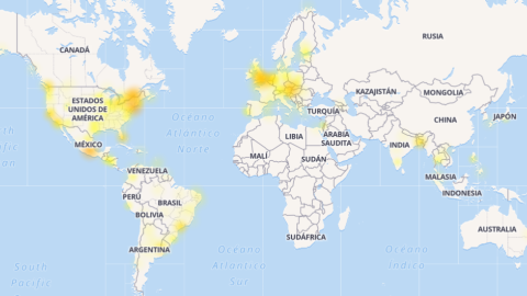 Mapa que revela las localizaciones donde más ha afectado la caída de Facebook, Whatsapp e Instagram./ Downdetector Mapa que revela las localizaciones donde más ha afectado la caída de Facebook, Whatsapp e Instagram./ Downdetector
