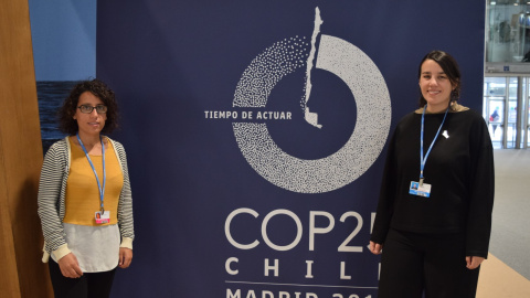 Laura Ramajo y Elena Ojea, científicas del IPCC, en la Cumbre del Clima de Madrid. Laura Ramajo y Elena Ojea, científicas del IPCC, en la Cumbre del Clima de Madrid.