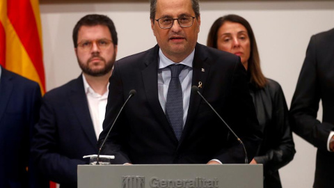 GRAF6409 BARCELONA.3/1/2020.- El presidente de la Generalitat de Cataluña, Quim Torra, durante su comparecencia ante los medios tras la reunión extraordinaria del ejecutivo catalán después de que Junta Electoral Central haya acordado este viernes orde GRAF6409 BARCELONA.3/1/2020.- El presidente de la Generalitat de Cataluña, Quim Torra, durante su comparecencia ante los medios tras la reunión extraordinaria del ejecutivo catalán después de que Junta Electoral Central haya acordado este viernes orde