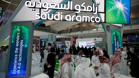 El stand de Aramco en la Exposición y Conferencia Internacional de Petróleo de Abu Dhabi (Emiratos Árabes). EFE / EPA / ALI HAIDE El stand de Aramco en la Exposición y Conferencia Internacional de Petróleo de Abu Dhabi (Emiratos Árabes). EFE / EPA / ALI HAIDE