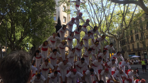 Una figura de falcons davant el monument de Rafael de Casanova. Marià de Delàs Una figura de falcons davant el monument de Rafael de Casanova. Marià de Delàs