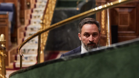El líder de Vox, Santiago Abascal, durante la sesión plenaria del Congreso de los Diputados celebrada este martes en Madrid El líder de Vox, Santiago Abascal, durante la sesión plenaria del Congreso de los Diputados celebrada este martes en Madrid