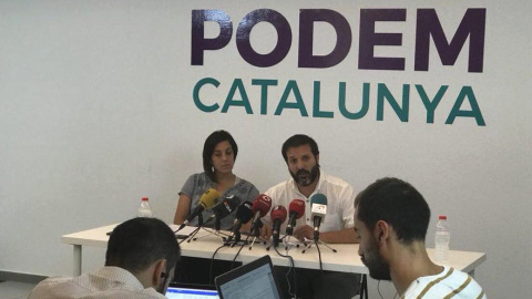 La portaveu de Podem, Conchi Abellán i el secretari d'organització i precandidat a la secretaria general, Jaume Dural, en roda de premsa el passat dia 10. / Podem Catalunya La portaveu de Podem, Conchi Abellán i el secretari d'organització i precandidat a la secretaria general, Jaume Dural, en roda de premsa el passat dia 10. / Podem Catalunya