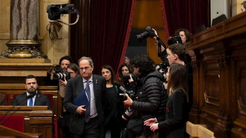 El president Torra entrant a l'hemicicle del Parlament. EUROPA PRESS. El president Torra entrant a l'hemicicle del Parlament. EUROPA PRESS.