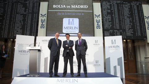 La socimi Merlín Properties en la jornada de su estreno en Bolsa. E.P. La socimi Merlín Properties en la jornada de su estreno en Bolsa. E.P.