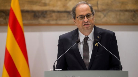 El president de la Generalitat, Quim Torra, en declaració institucional / EFE Quique Garcia El president de la Generalitat, Quim Torra, en declaració institucional / EFE Quique Garcia