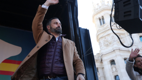 El líder de Vox, Santiago Abascal, durante la concentración 'España Existe' en Madrid. / EFE El líder de Vox, Santiago Abascal, durante la concentración 'España Existe' en Madrid. / EFE