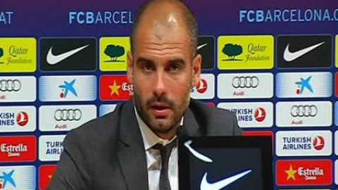Guardiola felicita en el castellano y duda en catalán Guardiola felicita en el castellano y duda en catalán