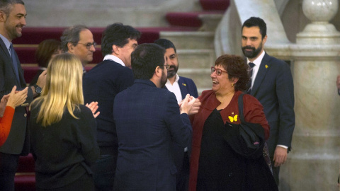 28/01/2020.- La exconsellera Dolors Bassa, condenada a prisión por el 1-0, a su llegada a la cámara catalana donde comparece excepcionalmente ante la comisión de investigación del Parlament sobre la aplicación del artículo 155 de la Constitución. E