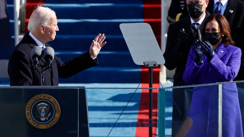 El presidente Joe Biden y la vicepresidenta Kamala Harris durante la ceremonia de investidura de su mandato en el Capitolio. El presidente Joe Biden y la vicepresidenta Kamala Harris durante la ceremonia de investidura de su mandato en el Capitolio.