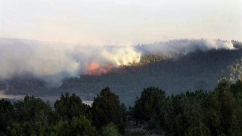 Controlado el incendio en el parque natural del Alto Tajo (Guadalajara). Controlado el incendio en el parque natural del Alto Tajo (Guadalajara).