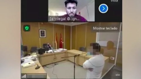 Un abogado defensor con covid-19 interviene por Zoom en un juicio penal en Madrid. Un abogado defensor con covid-19 interviene por Zoom en un juicio penal en Madrid.