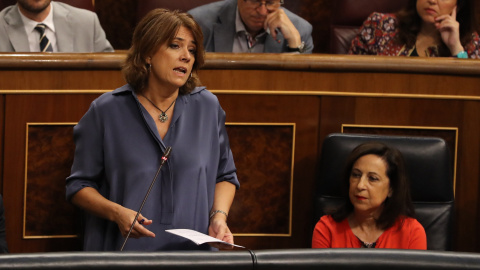 La ministra de Justicia Dolores Delgado durante su intervención en la sesión de control al Ejecutivo que se ha celebrado el Congreso de los Diputados - EFE/Ballesteros La ministra de Justicia Dolores Delgado durante su intervención en la sesión de control al Ejecutivo que se ha celebrado el Congreso de los Diputados - EFE/Ballesteros