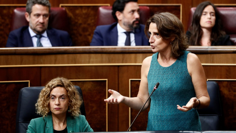 La ministras para la Transición Ecológica, Teresa Ribera, junto a la de Administración Terrritorial, Meritxell Batet, durante la sesión de control al Ejecutivo en el Congreso de los Diputados. EFE/Mariscal La ministras para la Transición Ecológica, Teresa Ribera, junto a la de Administración Terrritorial, Meritxell Batet, durante la sesión de control al Ejecutivo en el Congreso de los Diputados. EFE/Mariscal