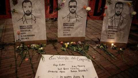 Carteles que recuerdan a los asesinados en Colombia - Europa Press Carteles que recuerdan a los asesinados en Colombia - Europa Press