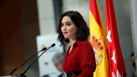 La presidenta de la Comunidad de Madrid, Isabel Díaz Ayuso, da un discurso este martes. La presidenta de la Comunidad de Madrid, Isabel Díaz Ayuso, da un discurso este martes.