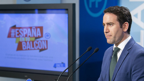 El secretario general del PP, Teodoro García Egea, en una rueda de prensa./ PP El secretario general del PP, Teodoro García Egea, en una rueda de prensa./ PP