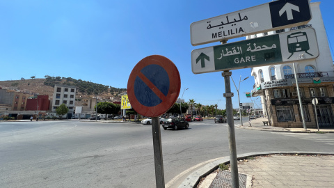 19/07/2022 - Imagen de un cartel de Melilla en la localidad marroquí de Nador, fronteriza con la ciudad española. 19/07/2022 - Imagen de un cartel de Melilla en la localidad marroquí de Nador, fronteriza con la ciudad española.