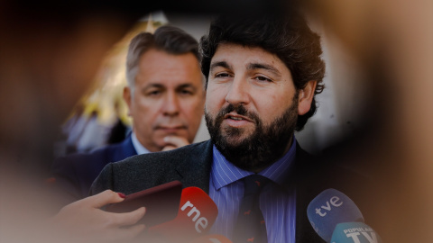 El presidente de la Región de Murcia, Fernando López Miras, participa en una acción en defensa del Corredor Mediterráneo, a 26 de mayo de 2022, en Murcia (España). El presidente de la Región de Murcia, Fernando López Miras, participa en una acción en defensa del Corredor Mediterráneo, a 26 de mayo de 2022, en Murcia (España).