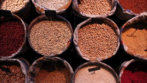 Imagen de sacos de legumbres. Imagen de sacos de legumbres.