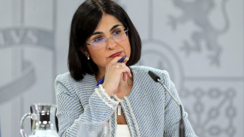 La Ministra de Sanidad, Carolina Darias, ofrece una rueda de prensa al término del Consejo Interterritorial que se ha celebrado en el Palacio de la Moncloa, este miércoles en Madrid.