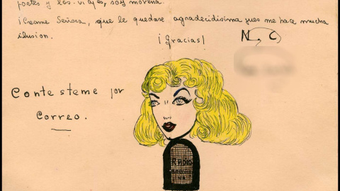 Retrato imaginario de Elena Francis dibujado por una niña de 14 años - Fuente: el libro 'Las cartas de Elena Francis'. Retrato imaginario de Elena Francis dibujado por una niña de 14 años - Fuente: el libro 'Las cartas de Elena Francis'.