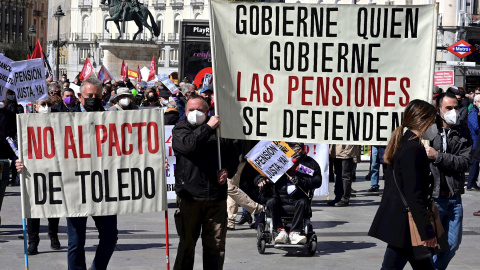 Manifestación convocada por la Coordinadora General de Pensionistas de Madrid en defensa del Sistema Público de Pensiones, este sábado en Madrid. - EFE Manifestación convocada por la Coordinadora General de Pensionistas de Madrid en defensa del Sistema Público de Pensiones, este sábado en Madrid. - EFE