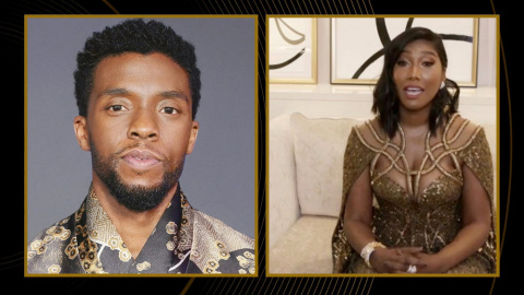 Taylor Simone Ledward acepta el premio a Mejor Actor en una Película - Drama por "La madre del blues" en nombre de su difunto esposo Chadwick Boseman Taylor Simone Ledward acepta el premio a Mejor Actor en una Película - Drama por "La madre del blues" en nombre de su difunto esposo Chadwick Boseman