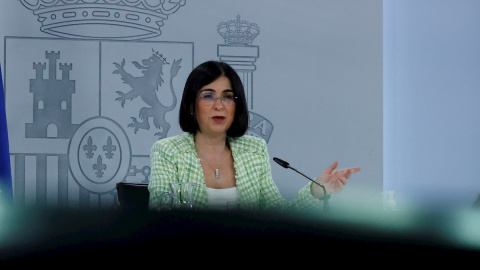 La ministra de Sanidad, Carolina Darias, comparece en rueda de prensa para informar de lo tratado en el Consejo Interterritorial de Salud, este miércoles en Madrid. La ministra de Sanidad, Carolina Darias, comparece en rueda de prensa para informar de lo tratado en el Consejo Interterritorial de Salud, este miércoles en Madrid.