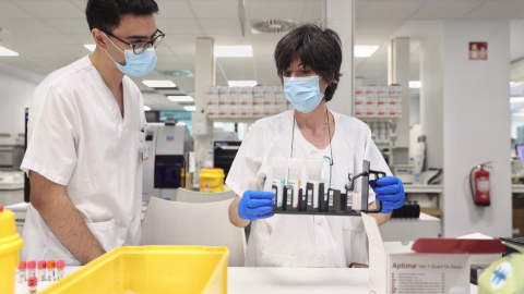 (31/05/22) Varios técnicos de laboratorio trabajan con pruebas PCR para la viruela del mono en el Hospital público Gregorio Marañón, a 31 de mayo de 2022, en Madrid. (31/05/22) Varios técnicos de laboratorio trabajan con pruebas PCR para la viruela del mono en el Hospital público Gregorio Marañón, a 31 de mayo de 2022, en Madrid.