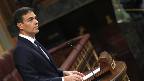 El presidente del Gobierno, Pedro Sánchez, durante su intervención ante el pleno del Congreso de los Diputados, celebrado este miércoles. EFE/Zipi El presidente del Gobierno, Pedro Sánchez, durante su intervención ante el pleno del Congreso de los Diputados, celebrado este miércoles. EFE/Zipi