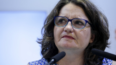 (21/6/2022) Mónica Oltra durante la rueda de prensa en la que ha anunciado su dimisión. (21/6/2022) Mónica Oltra durante la rueda de prensa en la que ha anunciado su dimisión.
