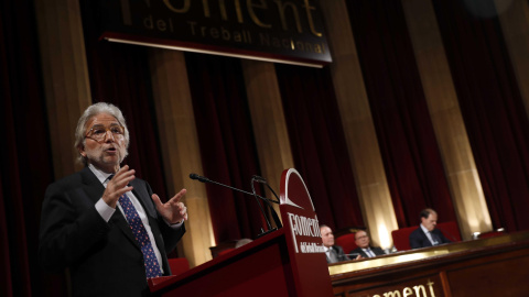 El empresario y expolítico Josep Sánchez Llibre, tras ser elegido nuevo presidente de Foment del Treball, la principal patronal catalana. EFE/Toni Albir El empresario y expolítico Josep Sánchez Llibre, tras ser elegido nuevo presidente de Foment del Treball, la principal patronal catalana. EFE/Toni Albir