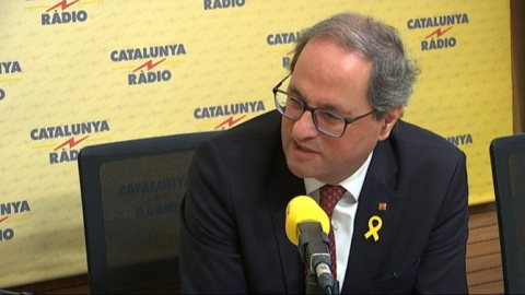 Torra durant l'entrevista a Catalunya Ràdio. Torra durant l'entrevista a Catalunya Ràdio.
