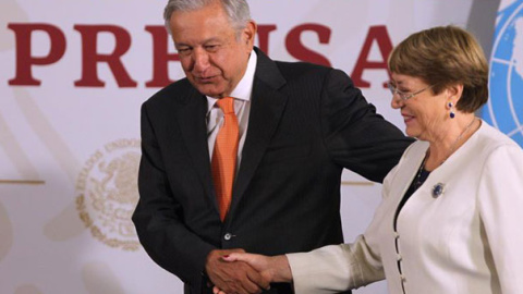 López Obrador y la alta comisionada de las ONU para los Derechos Humanos, Michelle Bachelet. / EFE López Obrador y la alta comisionada de las ONU para los Derechos Humanos, Michelle Bachelet. / EFE