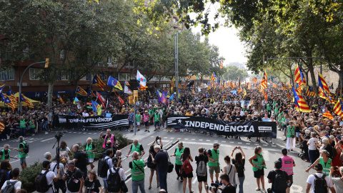11/09/2022 - Capçalera de la manifestació independentista de l'ANC d'aquest 11 de setembre de 2022.