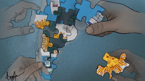 'La pandemia desnuda la Argentina'. Una ilustración de Verónica Montón 'La pandemia desnuda la Argentina'. Una ilustración de Verónica Montón