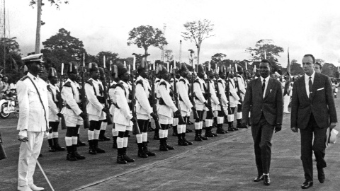 El entonces ministro Manuel Fraga el 11 de octubre de 1968 en Bata.- EFE El entonces ministro Manuel Fraga el 11 de octubre de 1968 en Bata.- EFE