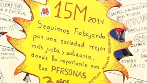 El '15M' conmemora en Sol el tercer aniversario del movimiento El '15M' conmemora en Sol el tercer aniversario del movimiento