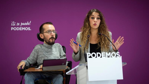 El secretario de Organización de Podemos Pablo Echenique, y la portavoz de Podemos Noelia Vera, durante rueda de prensa tras el Consejo de Podemos.-EFE/Luca Piergiovanni El secretario de Organización de Podemos Pablo Echenique, y la portavoz de Podemos Noelia Vera, durante rueda de prensa tras el Consejo de Podemos.-EFE/Luca Piergiovanni