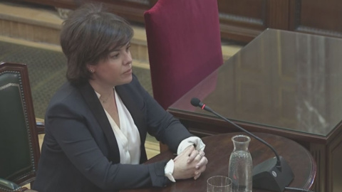 Soraya Sáenz de Santamaría, durante su declaración en el juicio al 'procés'. Soraya Sáenz de Santamaría, durante su declaración en el juicio al 'procés'.