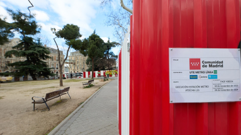 Una zona destinada a las obras de la línea 11 de Metro, en los jardines Jimena Quirós, a 3 de marzo de 2024, en Madrid (España).- Jesús Hellín / Europa Press Una zona destinada a las obras de la línea 11 de Metro, en los jardines Jimena Quirós, a 3 de marzo de 2024, en Madrid (España).- Jesús Hellín / Europa Press
