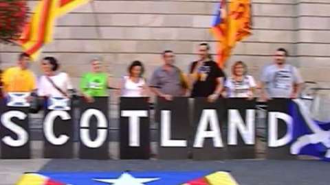 Concentración en favor del Sí a la independencia de Escocia en Barcelona Concentración en favor del Sí a la independencia de Escocia en Barcelona