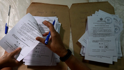 Un miembro de las autoridades electorales cuenta las papeletas en un colegio electoral de La Habana. Un miembro de las autoridades electorales cuenta las papeletas en un colegio electoral de La Habana.