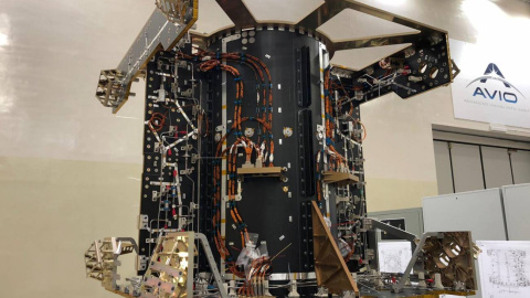 Módulo de propulsión de la misión Hera en las instalaciones de la compañía Avio, en Italia, en septiembre de 2022.