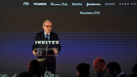 El presidente ejecutivo de Inditex, Pablo Isla, durante la presentación de resultados de 2018. EFE/Moncho Fuentes El presidente ejecutivo de Inditex, Pablo Isla, durante la presentación de resultados de 2018. EFE/Moncho Fuentes