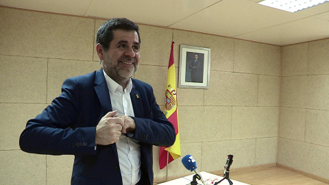 El cabeza de lista de JxCat al Congreso por Barcelona, Jordi Sànchez, ras una rueda de prensa por vía telemática desde el centro penitenciario de Soto del Real en Madrid. EFE POOL El cabeza de lista de JxCat al Congreso por Barcelona, Jordi Sànchez, ras una rueda de prensa por vía telemática desde el centro penitenciario de Soto del Real en Madrid. EFE POOL