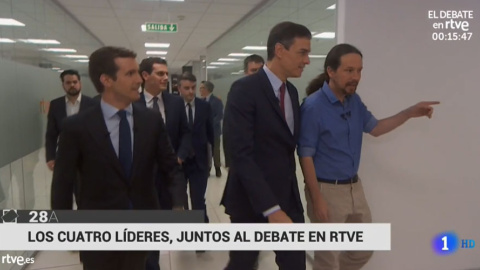 Los cuatro candidatos, juntos camino de plató Los cuatro candidatos, juntos camino de plató