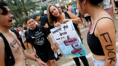 Manifestantes contra la violencia machista en una protesta de mayo de este año en Tel Aviv - Jack Guez / AFP Manifestantes contra la violencia machista en una protesta de mayo de este año en Tel Aviv - Jack Guez / AFP