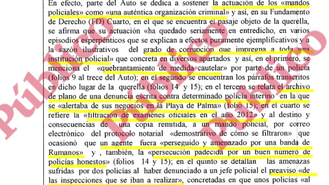 Citas del Tribunal Superior de Justicia de Baleares sobre las actividades de la trama mafiosa de Cursach en la Policía Local de Palma de Mallorca.